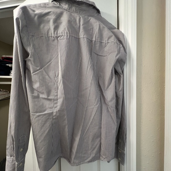 Liz Claiborne grey and white striped button down - Picture 2 of 3